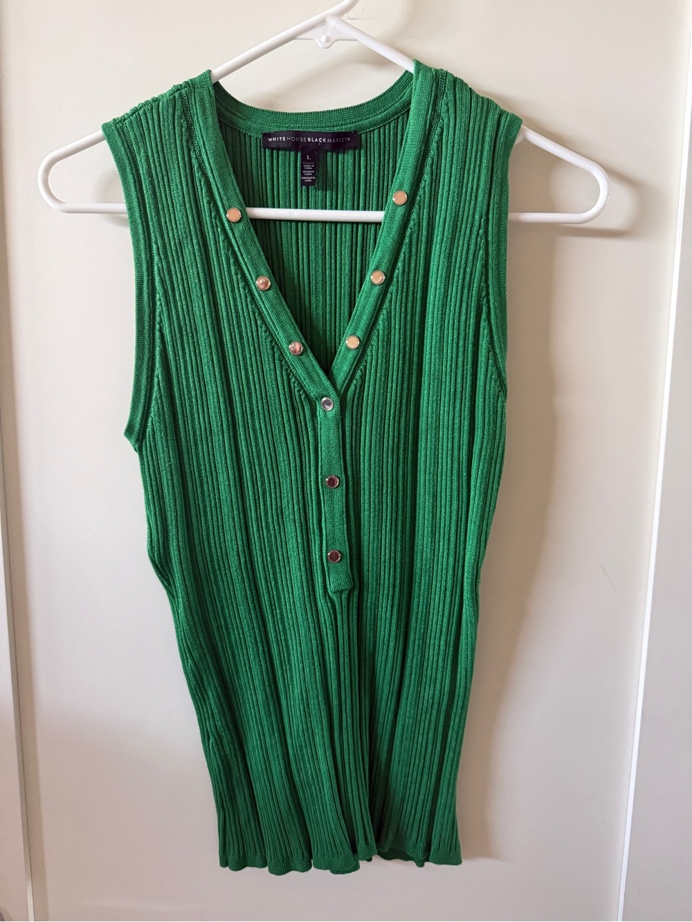 Ribbed Sleeveless Knit Top, Size L by WHBM